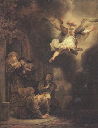 REMBRANDT Harmenszoon van Rijn The angel leaving Tobit and his family (mk33) Germany oil painting art